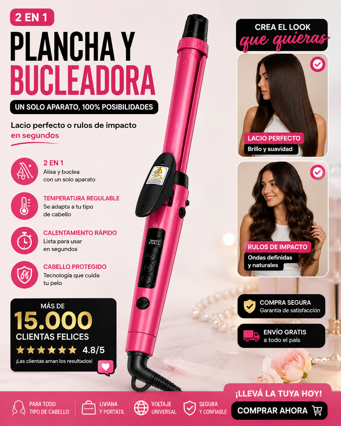 PLANCHA 2 EN 1 ALISADO Y RIZADORA