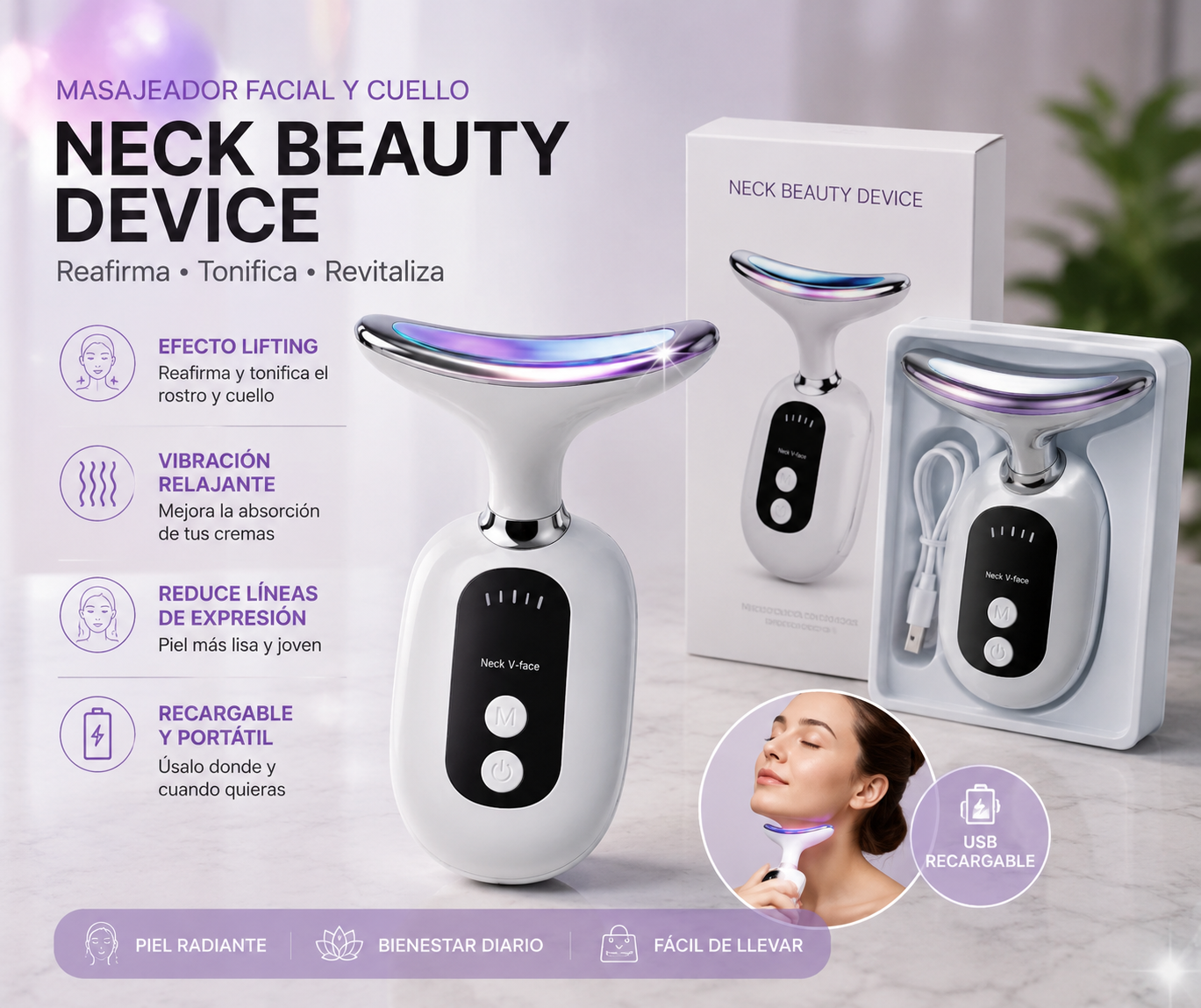 MASAJEADORA FACIAL 7 LUCES